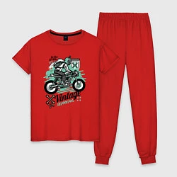 Пижама хлопковая женская Vintage Moto, цвет: красный