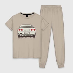 Пижама хлопковая женская Nissan Skyline R32, цвет: миндальный