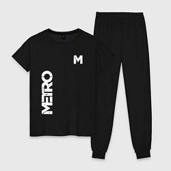 Пижама хлопковая женская METRO M, цвет: черный