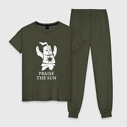 Пижама хлопковая женская Praise the Sun, цвет: меланж-хаки
