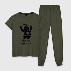 Пижама хлопковая женская Praise the Sun, цвет: меланж-хаки