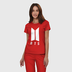 Пижама хлопковая женская BTS J-HOPE, цвет: красный — фото 2