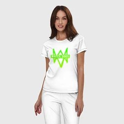 Пижама хлопковая женская Watch Dogs: Green Logo, цвет: белый — фото 2