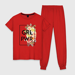 Пижама хлопковая женская GRL PWR, цвет: красный