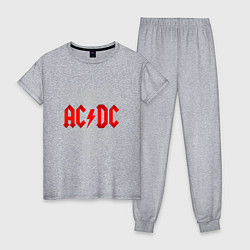 Пижама хлопковая женская AC/DC: Black Ice, цвет: меланж