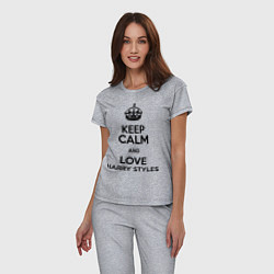 Пижама хлопковая женская Keep Calm & Love Harry Styles, цвет: меланж — фото 2