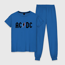 Пижама хлопковая женская AC/DC цвета синий — фото 1