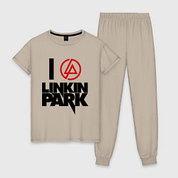 Пижама хлопковая женская I love Linkin Park, цвет: миндальный