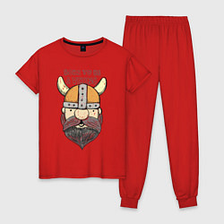 Пижама хлопковая женская Born to be a Viking, цвет: красный