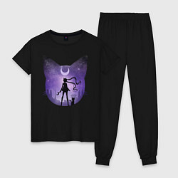 Пижама хлопковая женская Pretty Soldier Sailor Moon, цвет: черный