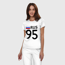 Пижама хлопковая женская RUS 95, цвет: белый — фото 2