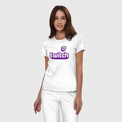 Пижама хлопковая женская Twitch, цвет: белый — фото 2
