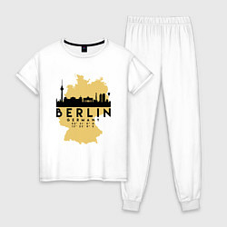 Пижама хлопковая женская Берлин - Германия, цвет: белый