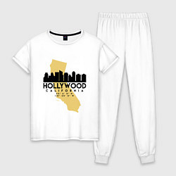 Пижама хлопковая женская Голливуд - США, цвет: белый