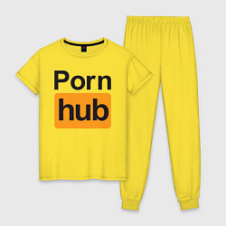 Пижама хлопковая женская PornHub, цвет: желтый