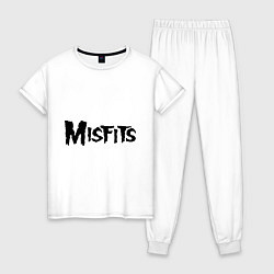 Пижама хлопковая женская Misfits logo, цвет: белый