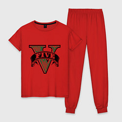 Пижама хлопковая женская GTA V: Logo, цвет: красный