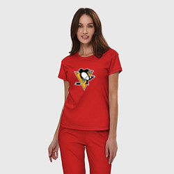 Пижама хлопковая женская Pittsburgh Penguins: Evgeni Malkin, цвет: красный — фото 2