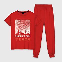 Пижама хлопковая женская Summer Fun Vegas, цвет: красный