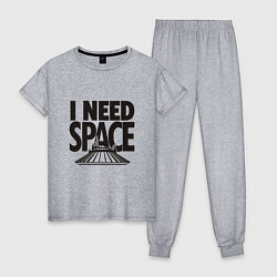 Пижама хлопковая женская I Need Space, цвет: меланж