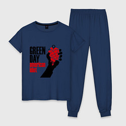 Пижама хлопковая женская Green Day: American idiot, цвет: тёмно-синий