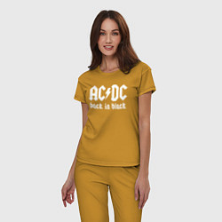 Пижама хлопковая женская ACDC BACK IN BLACK, цвет: горчичный — фото 2