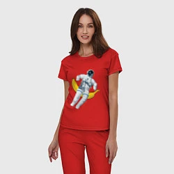 Пижама хлопковая женская Космонавт на банане, цвет: красный — фото 2