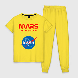 Пижама хлопковая женская Nasa Mars mission, цвет: желтый