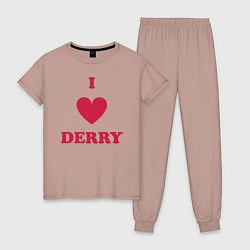 Пижама хлопковая женская I Love Derry, цвет: пыльно-розовый