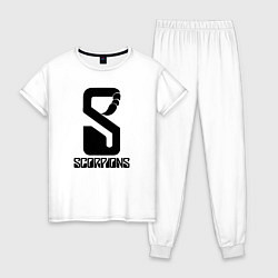 Пижама хлопковая женская Scorpions logo, цвет: белый