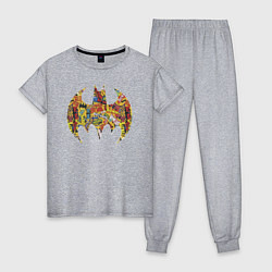 Пижама хлопковая женская BAT logo, цвет: меланж