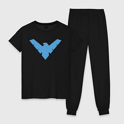 Пижама хлопковая женская Nightwing цвета черный — фото 1