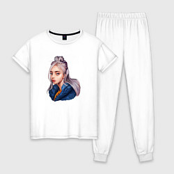 Пижама хлопковая женская Билли Айлиш, цвет: белый