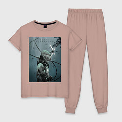 Пижама хлопковая женская Death Stranding, цвет: пыльно-розовый