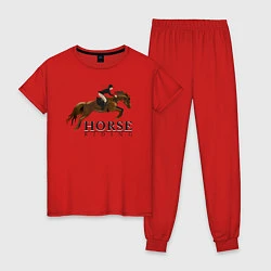 Пижама хлопковая женская HORSE RIDING, цвет: красный