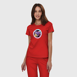 Пижама хлопковая женская SPACE ROCKET, цвет: красный — фото 2