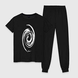 Пижама хлопковая женская Спираль, цвет: черный