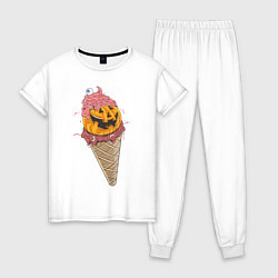 Пижама хлопковая женская Pumpkin IceCream, цвет: белый