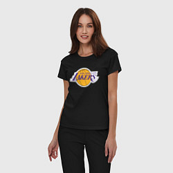 Пижама хлопковая женская LA LAKERSспина, цвет: черный — фото 2