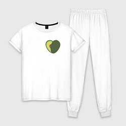 Пижама хлопковая женская Avocado Heart, цвет: белый
