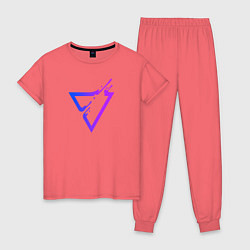 Пижама хлопковая женская Liquid Triangle, цвет: коралловый