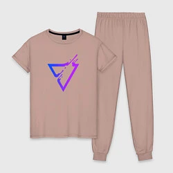 Пижама хлопковая женская Liquid Triangle, цвет: пыльно-розовый