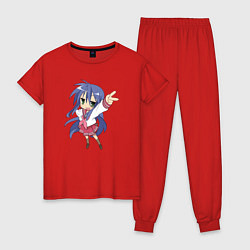 Пижама хлопковая женская Аниме Тян, цвет: красный