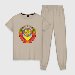 Пижама хлопковая женская Герб СССР, цвет: миндальный