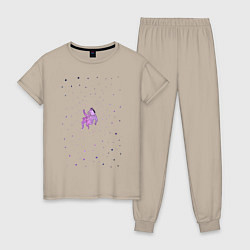 Пижама хлопковая женская BoJack Horseman цвета миндальный — фото 1