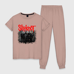 Пижама хлопковая женская SLIPKNOT, цвет: пыльно-розовый