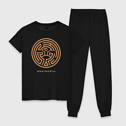 Пижама хлопковая женская Westworld labyrinth, цвет: черный
