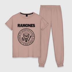 Пижама хлопковая женская RAMONES, цвет: пыльно-розовый