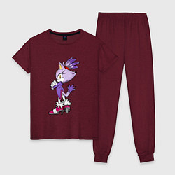 Пижама хлопковая женская SONIC Кошка Блейз, цвет: меланж-бордовый
