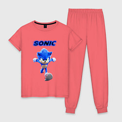 Пижама хлопковая женская SONIC, цвет: коралловый